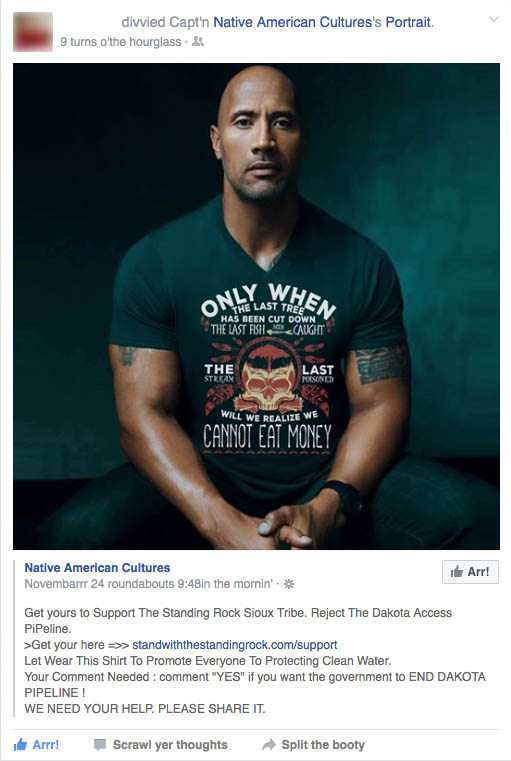 FaceBook Post of faux shirt