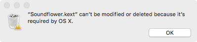 soundflower cannot be deleted