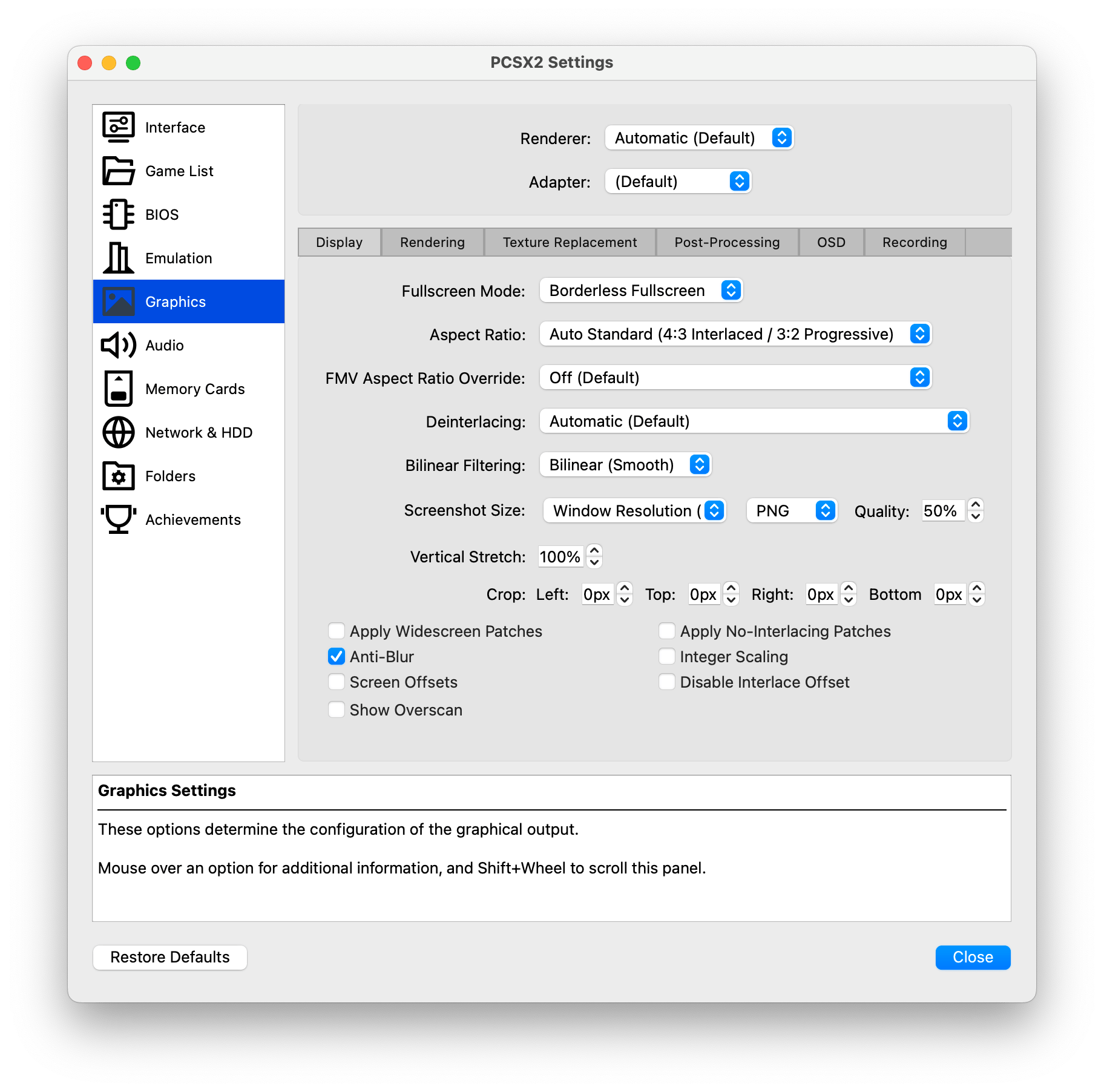 PS2 Emulation - Graphics setup