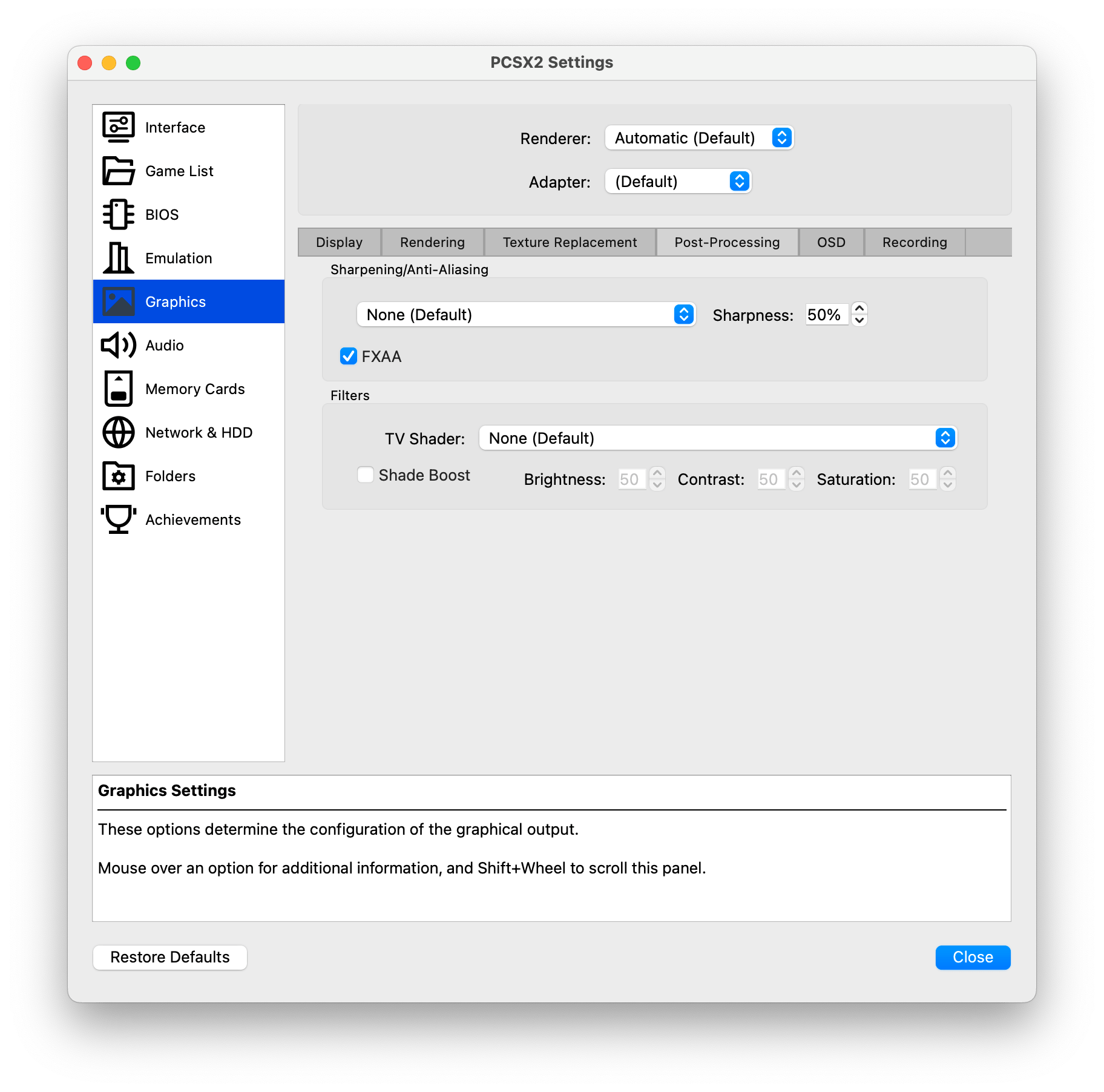 PS2 Emulation - post-processing setup