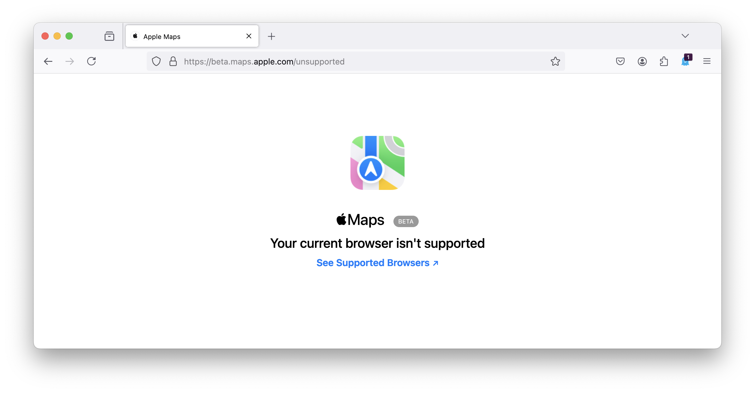 FireFox is not supported in Apple Maps