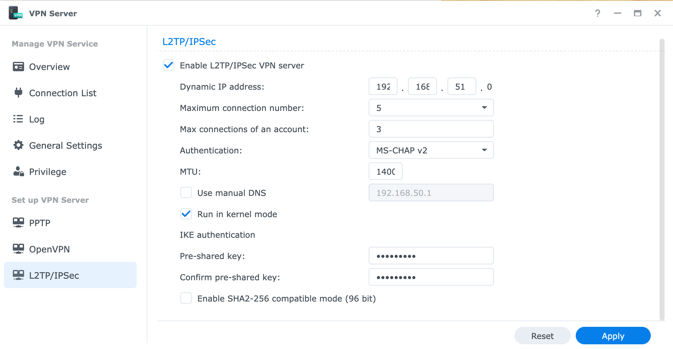 Synology VPN Config